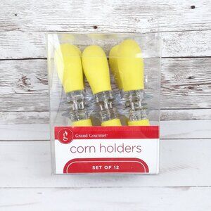 Grand Gourmet Corn Holders Set of 12 Soft Grip Yellow